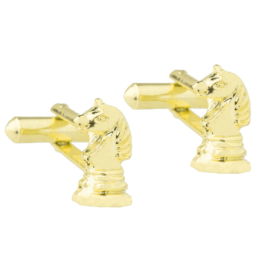 Fancy Gold Horse Chess Cufflinks In Box