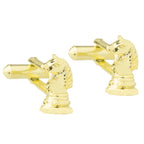 Fancy Gold Horse Chess Cufflinks In Box