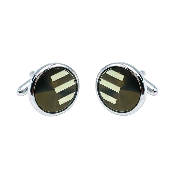 Round Grey Stripes Cufflinks In Box Bulk Secondary image