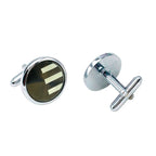 Round Grey Stripes Cufflinks In Box Bulk