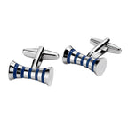 Ribbon Blue Bow Stripe Cufflinks In Box