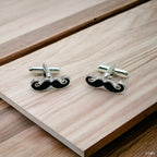 Fancy Silver Mooch Moustache Cufflinks In Box Bulk