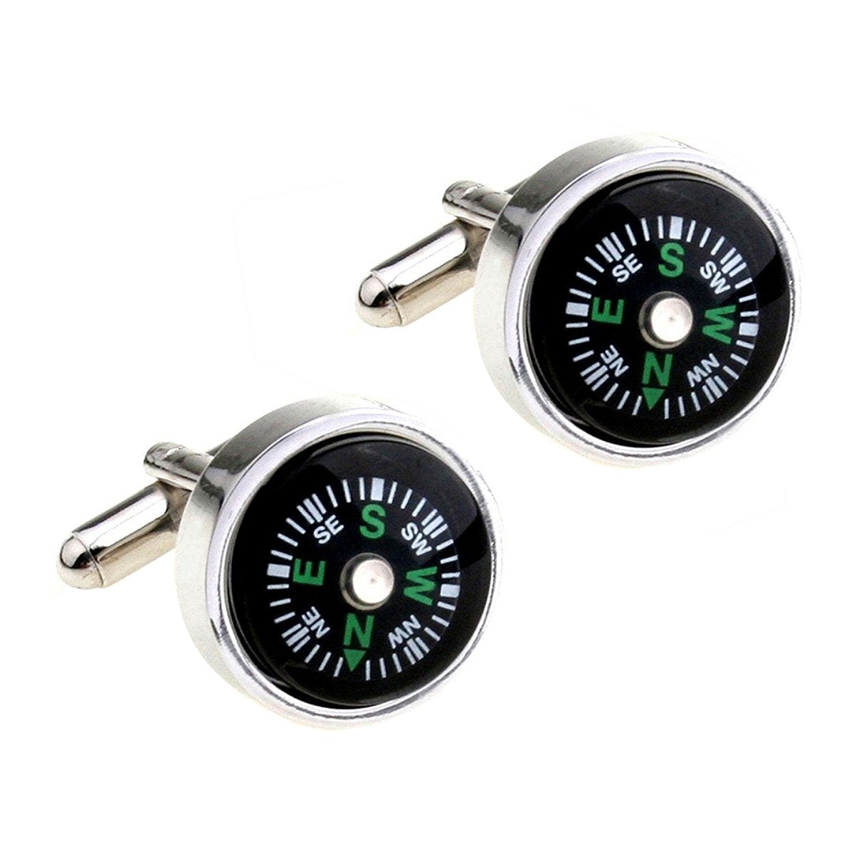 Round Black Compass Cufflinks In Box Bulk