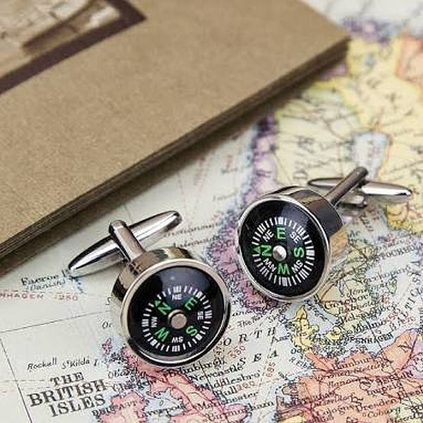 Round Black Compass Cufflinks In Box Bulk Main image