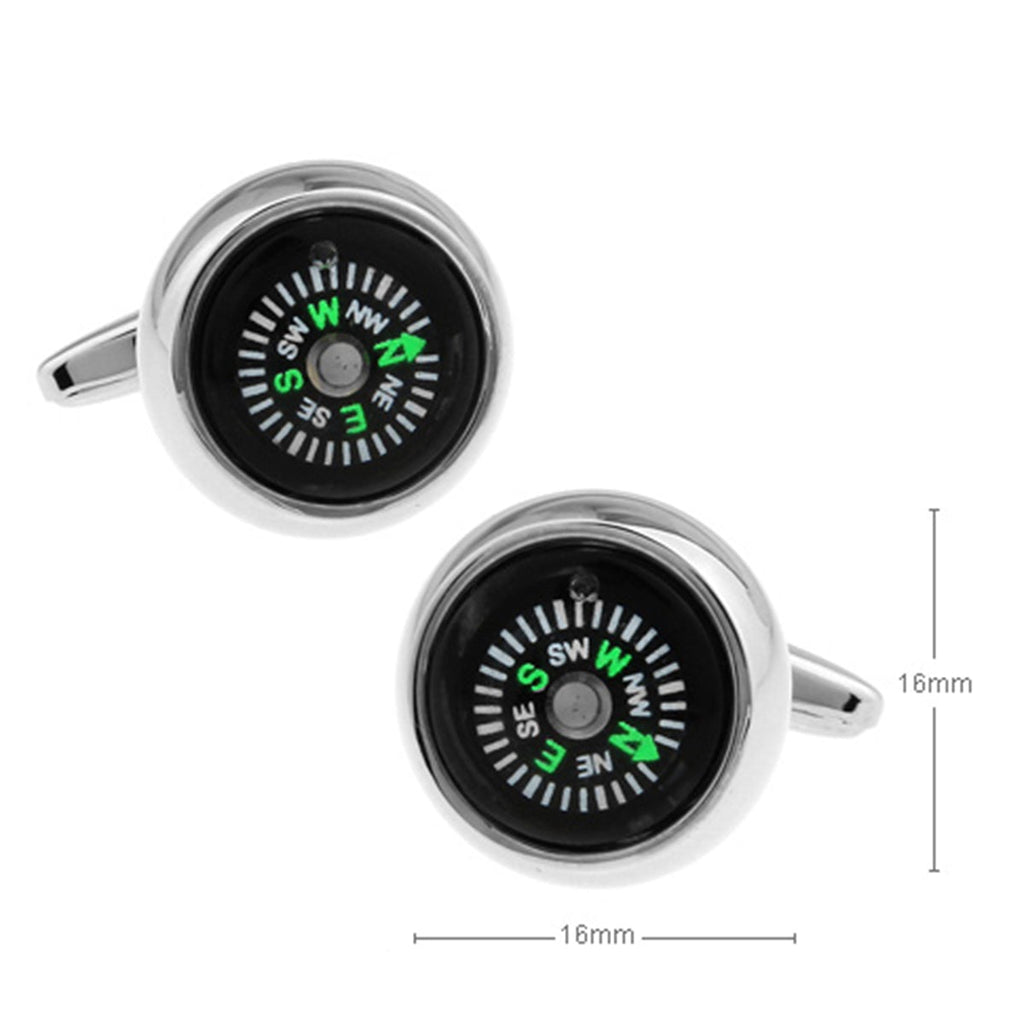 Round Black Compass Cufflinks In Box Bulk