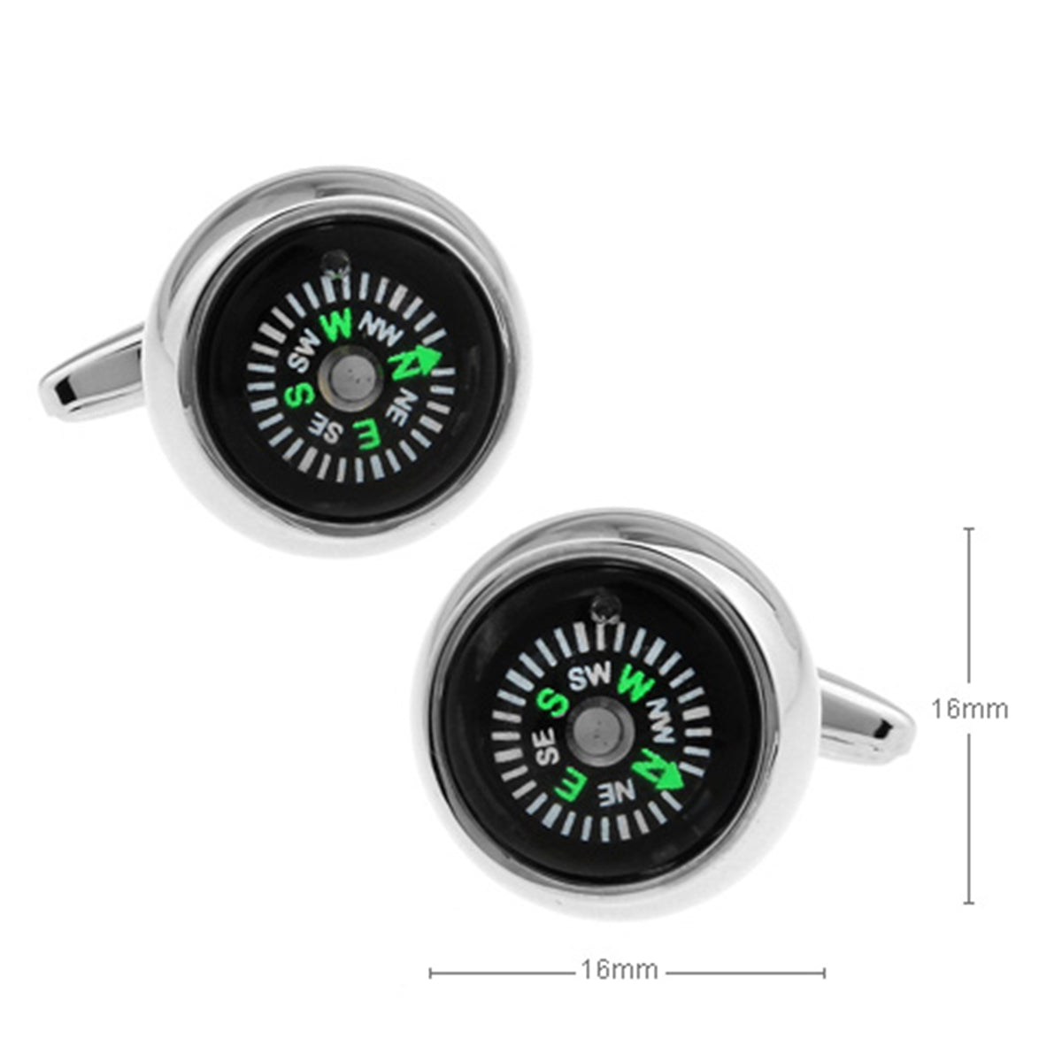 Round Black Compass Cufflinks In Box Bulk