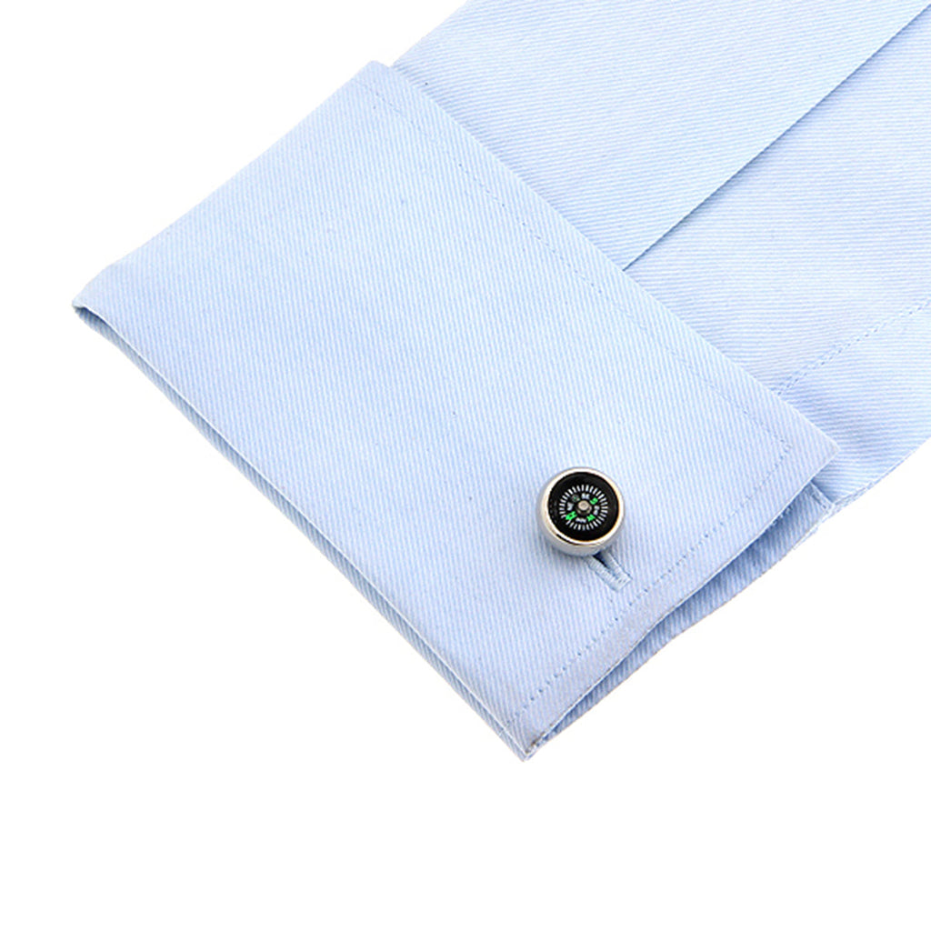 Round Black Compass Cufflinks In Box Bulk