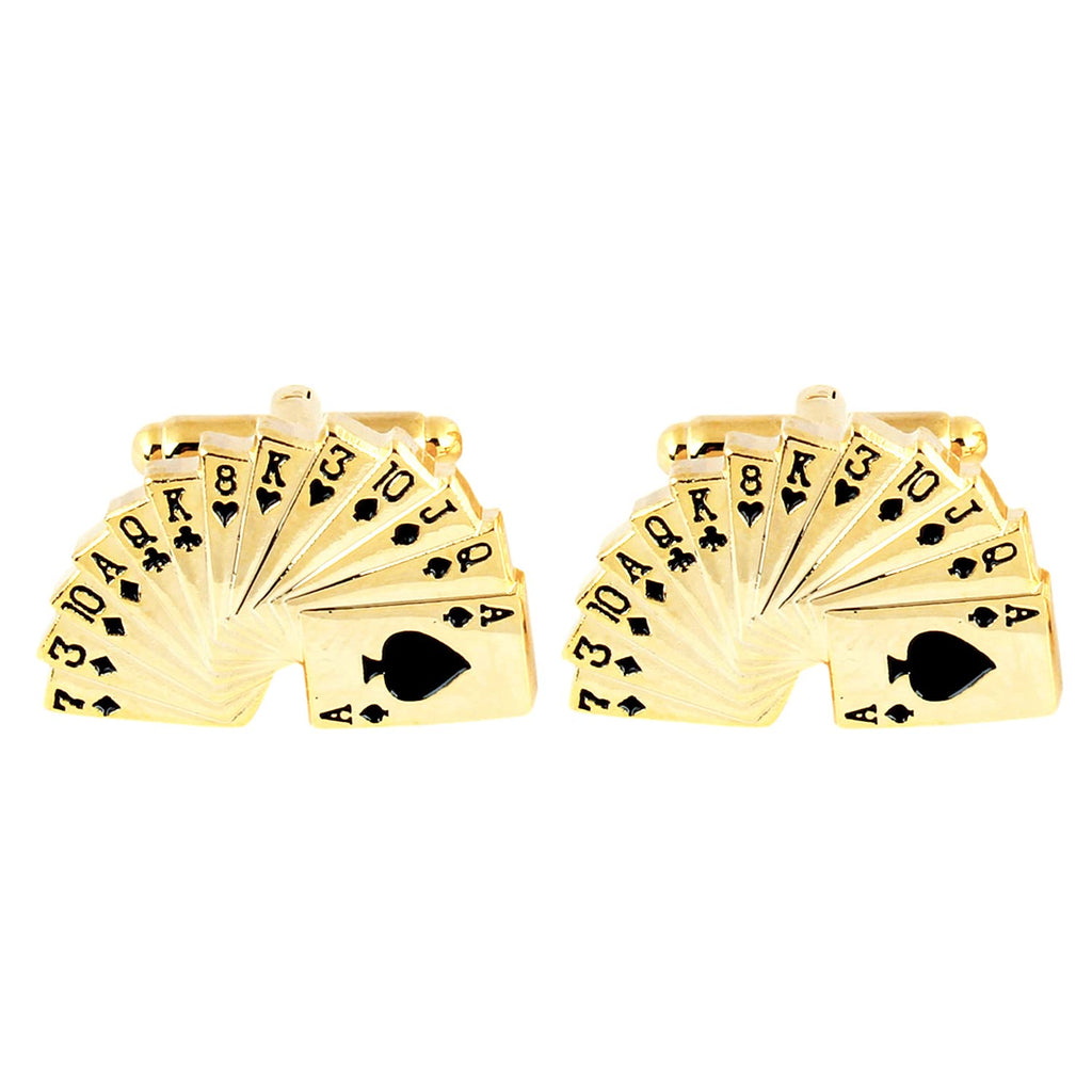 Poker Gambling Playing Cards Gold Cufflinks Box Bulk