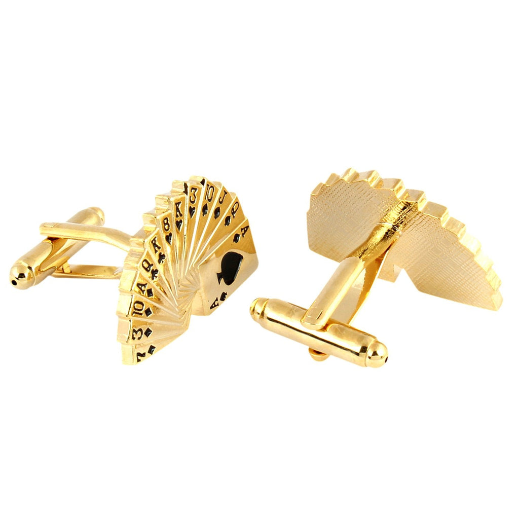Poker Gambling Playing Cards Gold Cufflinks Box Bulk