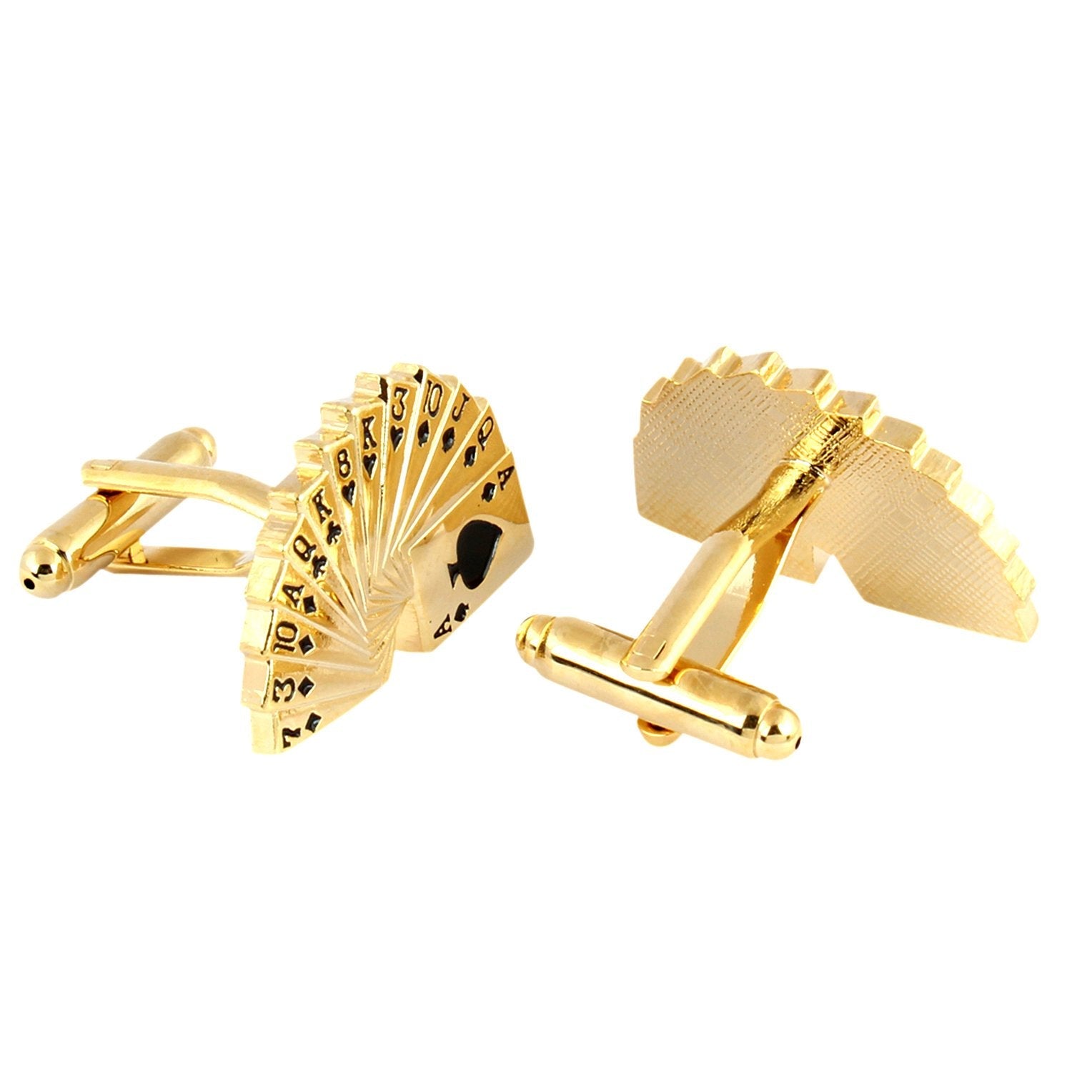 Poker Gambling Playing Cards Gold Cufflinks Box Bulk