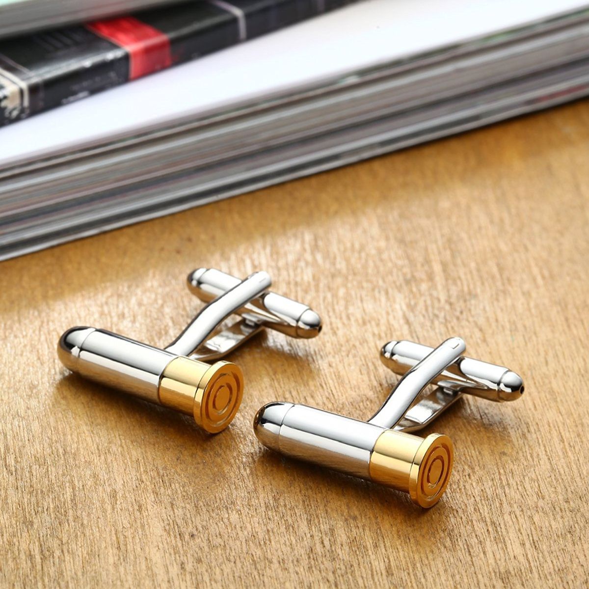 Bullet Silver Cufflinks In Box Main image
