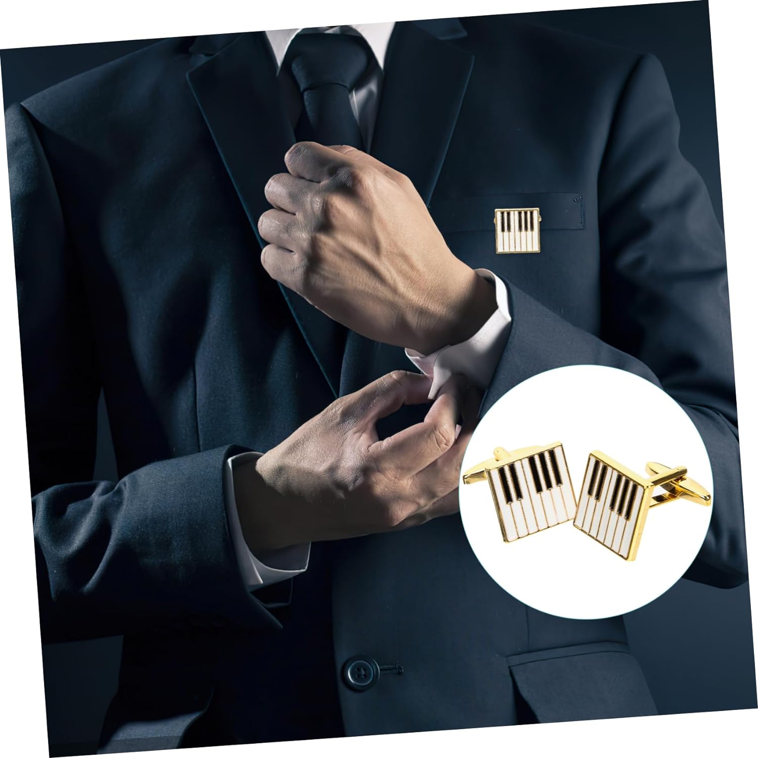 Piano Music Black Cufflinks In Box Bulk