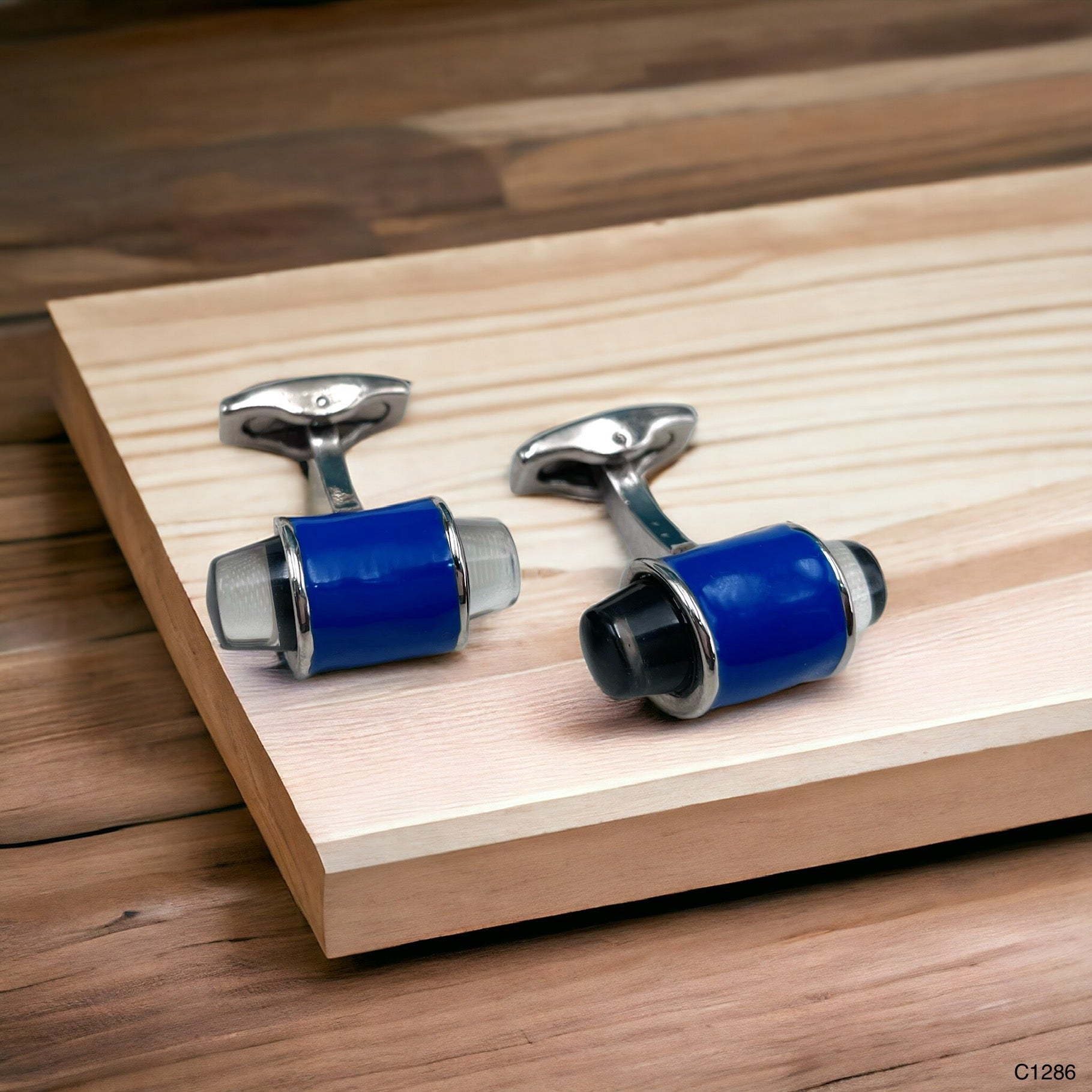 Bullet Blue Black Cufflinks In Box Bulk Main image