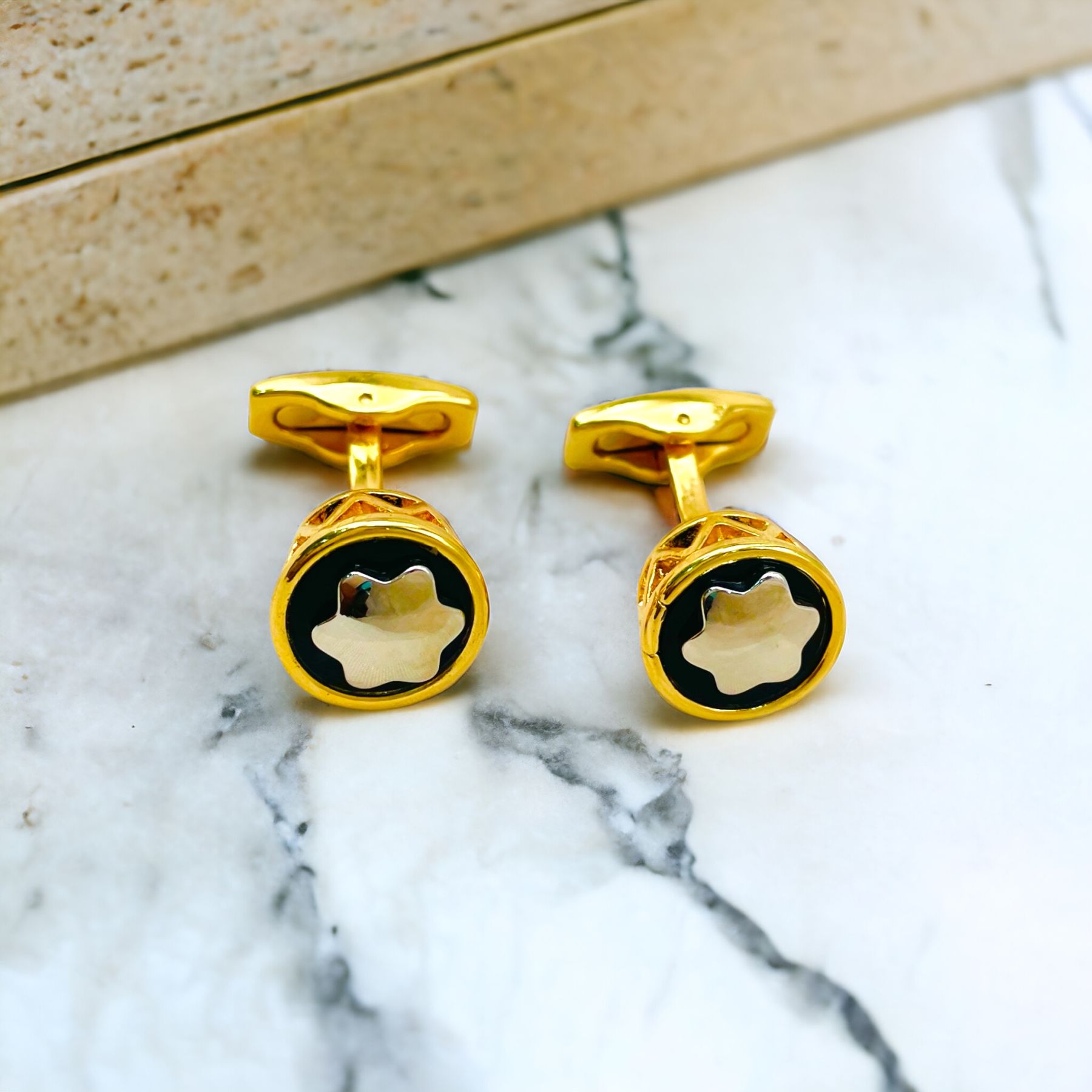 Star Filigree Gold Cufflinks In Box Bulk Main image