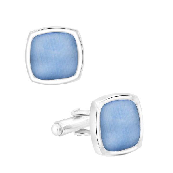 Cushion Blue Crystal Cufflinks In Box Bulk Main image