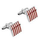 Rectangle Red Stripes Cufflinks In Box