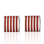 Rectangle Red Stripes Cufflinks In Box