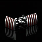 Rectangle Red Stripes Cufflinks In Box