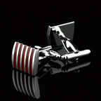 Rectangle Red Stripes Cufflinks In Box