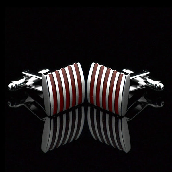 Rectangle Red Stripes Cufflinks In Box Secondary image