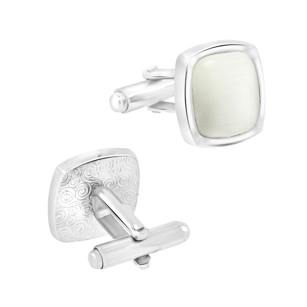 White Silver Crystal Cufflinks In Box Bulk