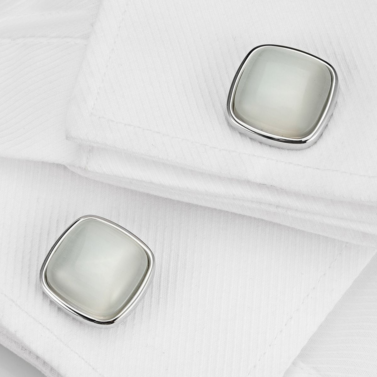White Silver Crystal Cufflinks In Box Bulk
