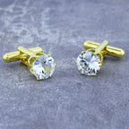 Round White Diamond Cufflinks In Box Bulk
