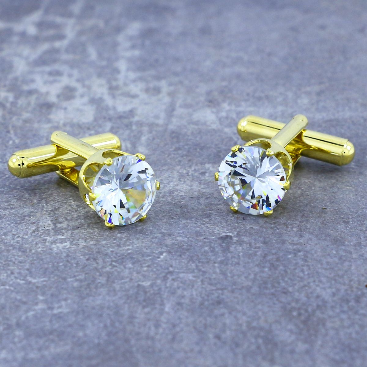Round White Diamond Cufflinks In Box Bulk