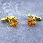 Round Brown Crystal Cufflinks In Box Bulk