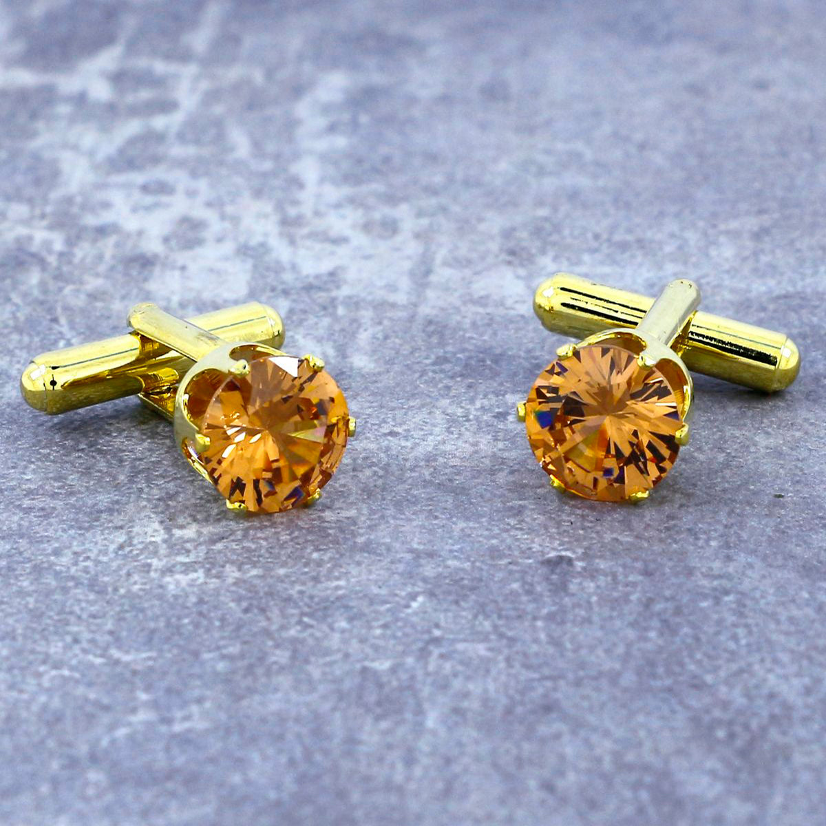 Round Brown Crystal Cufflinks In Box Bulk