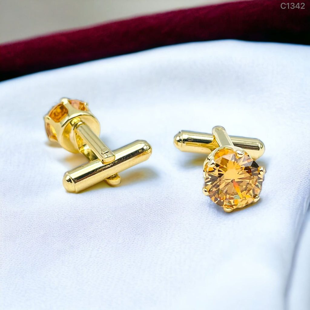 Round Brown Crystal Cufflinks In Box Bulk