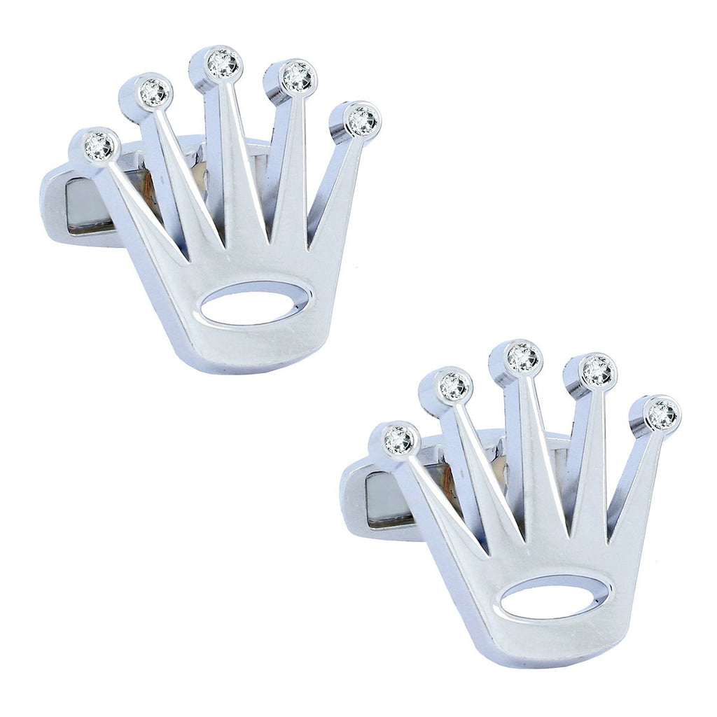 Silver Crown Diamond Cufflinks In Box Bulk