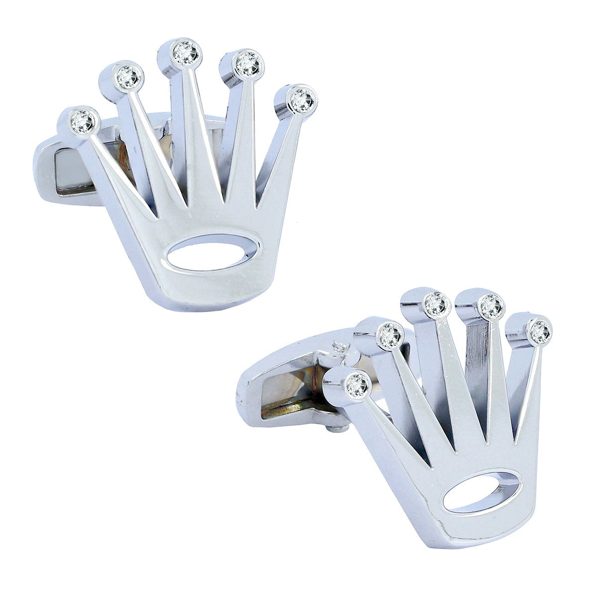 Silver Crown Diamond Cufflinks In Box Bulk