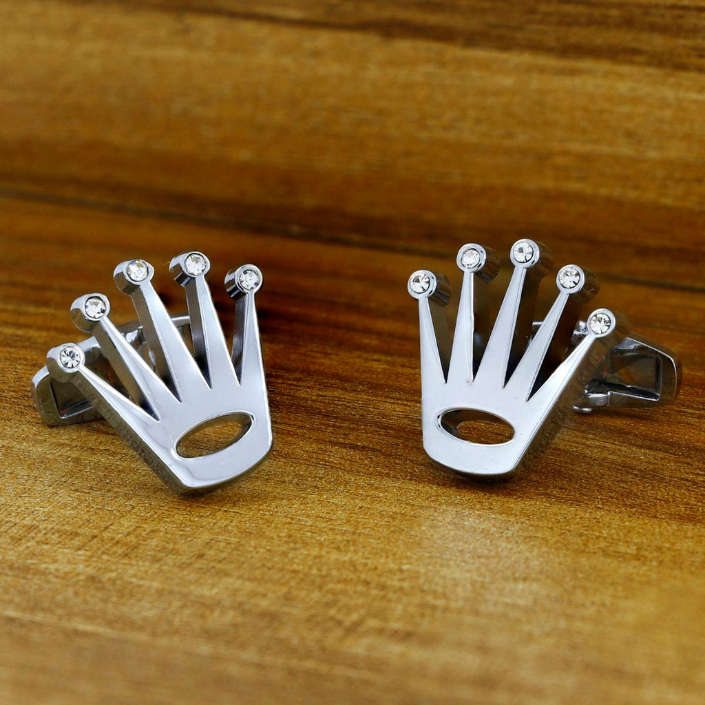 Silver Crown Diamond Cufflinks In Box Bulk
