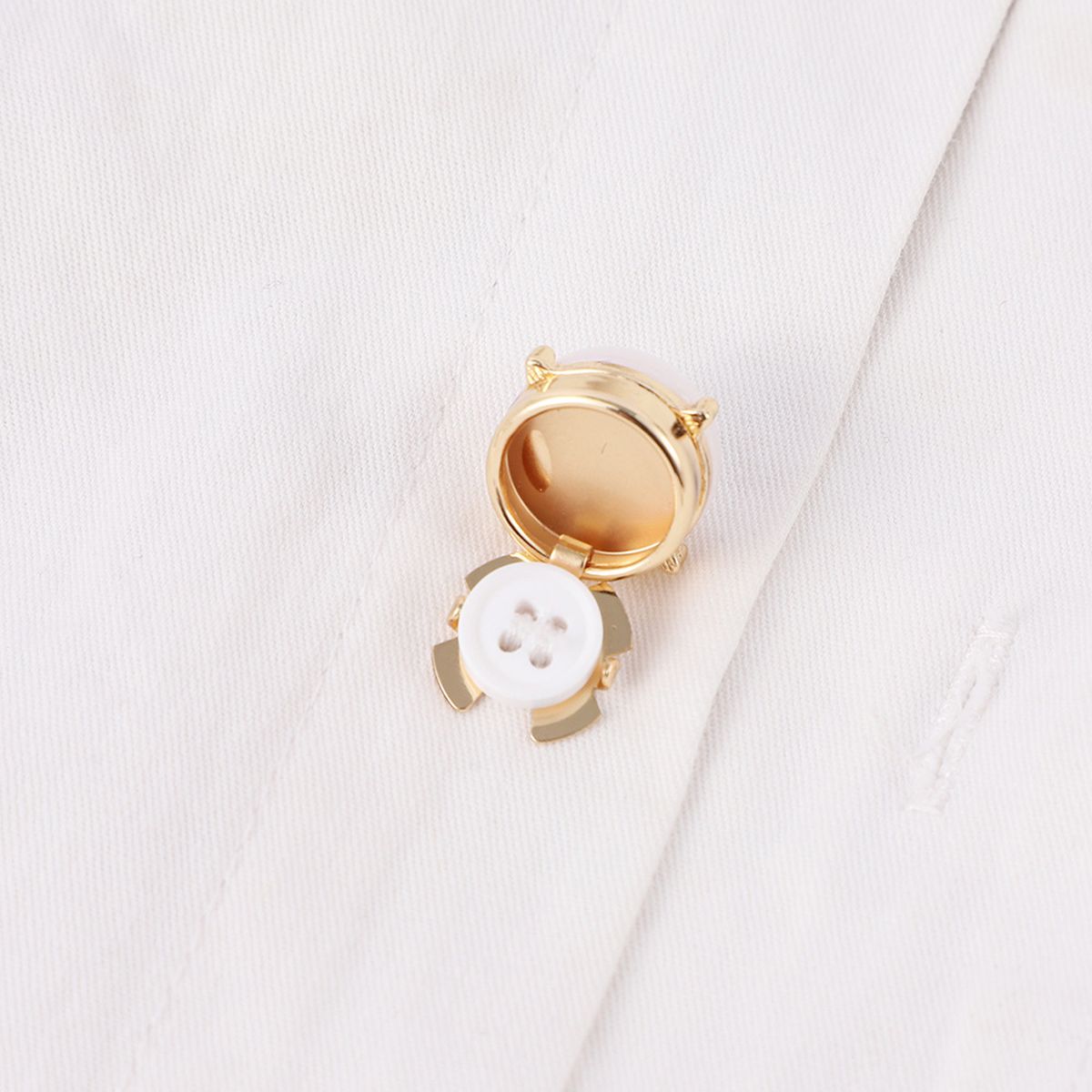 Round Pearl 18K Gold White Anti Tarnish Single Shirt Button Cover Bulk Secondary image