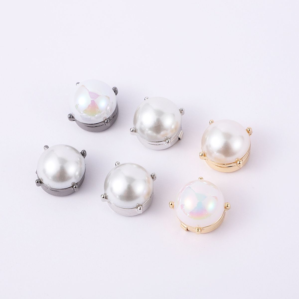 Round Pearl 18K Gold White Anti Tarnish Single Shirt Button Cover Bulk