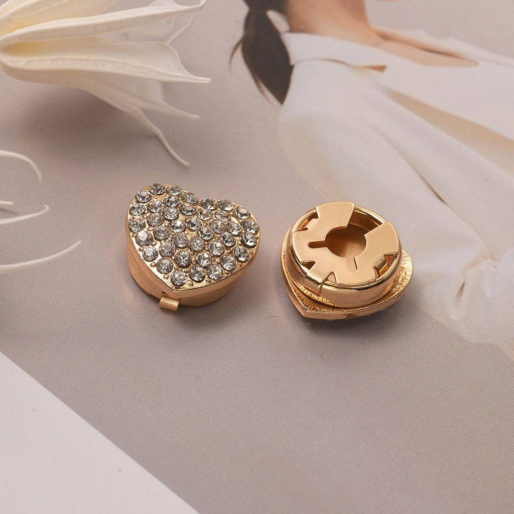 Heart CZ 18K Gold Anti Tarnish Single Shirt Button Cover Bulk