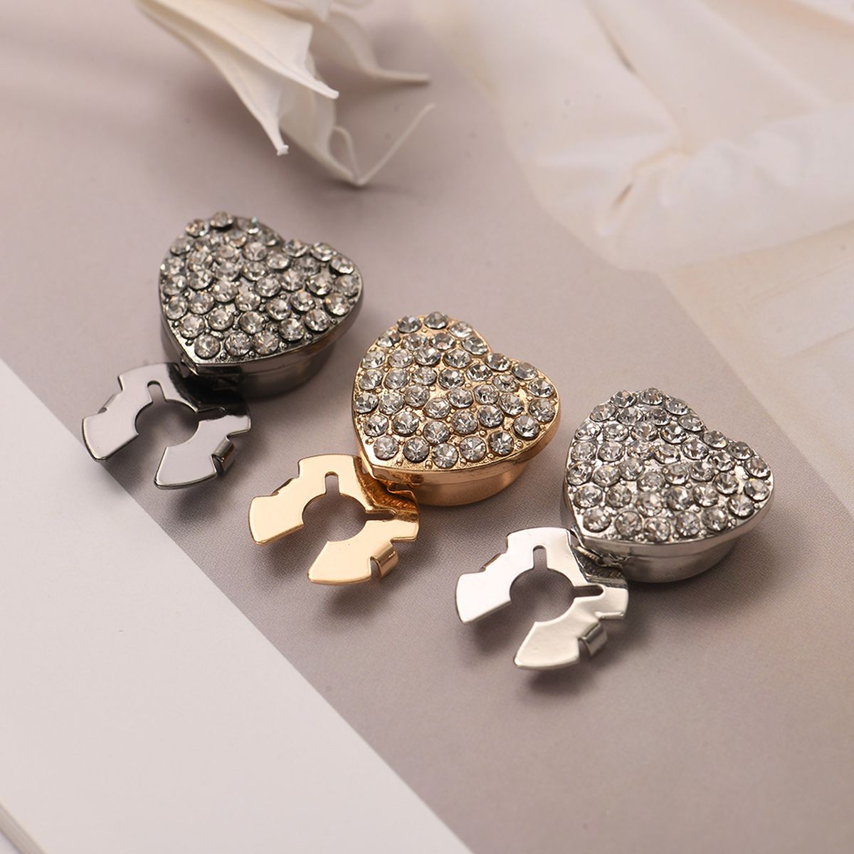 Heart CZ 18K Gold Anti Tarnish Single Shirt Button Cover Bulk