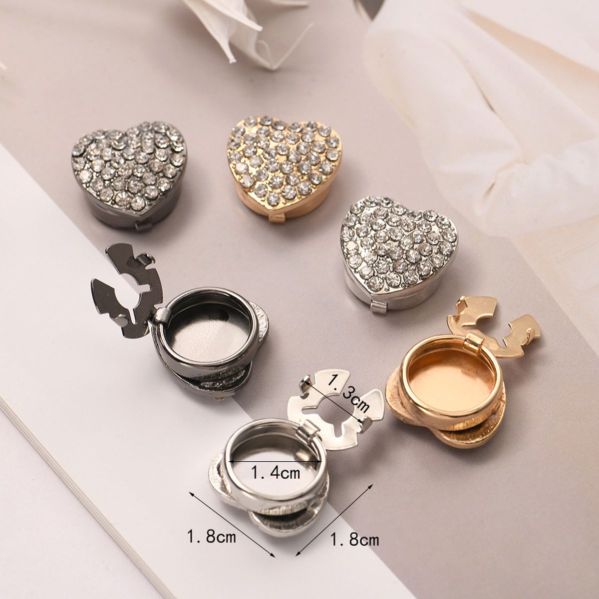 Heart CZ 18K Gold Anti Tarnish Single Shirt Button Cover Bulk