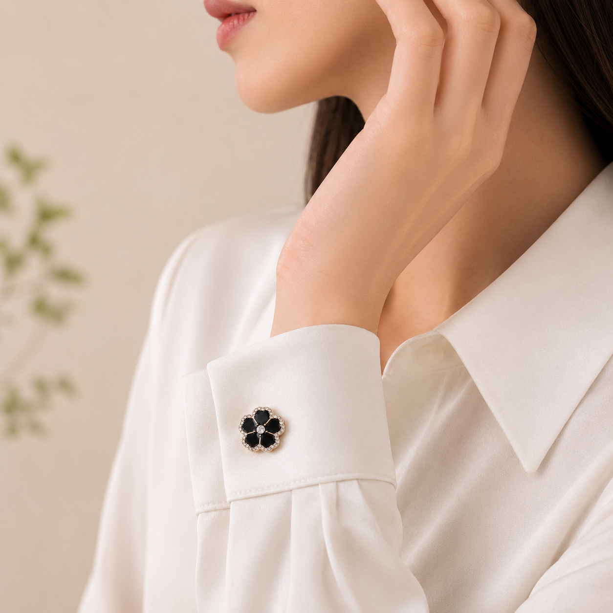 Flower Clover Mother Of Pearl 18K Gold Anti Tarnish Single Shirt Button Cover For Unisex
