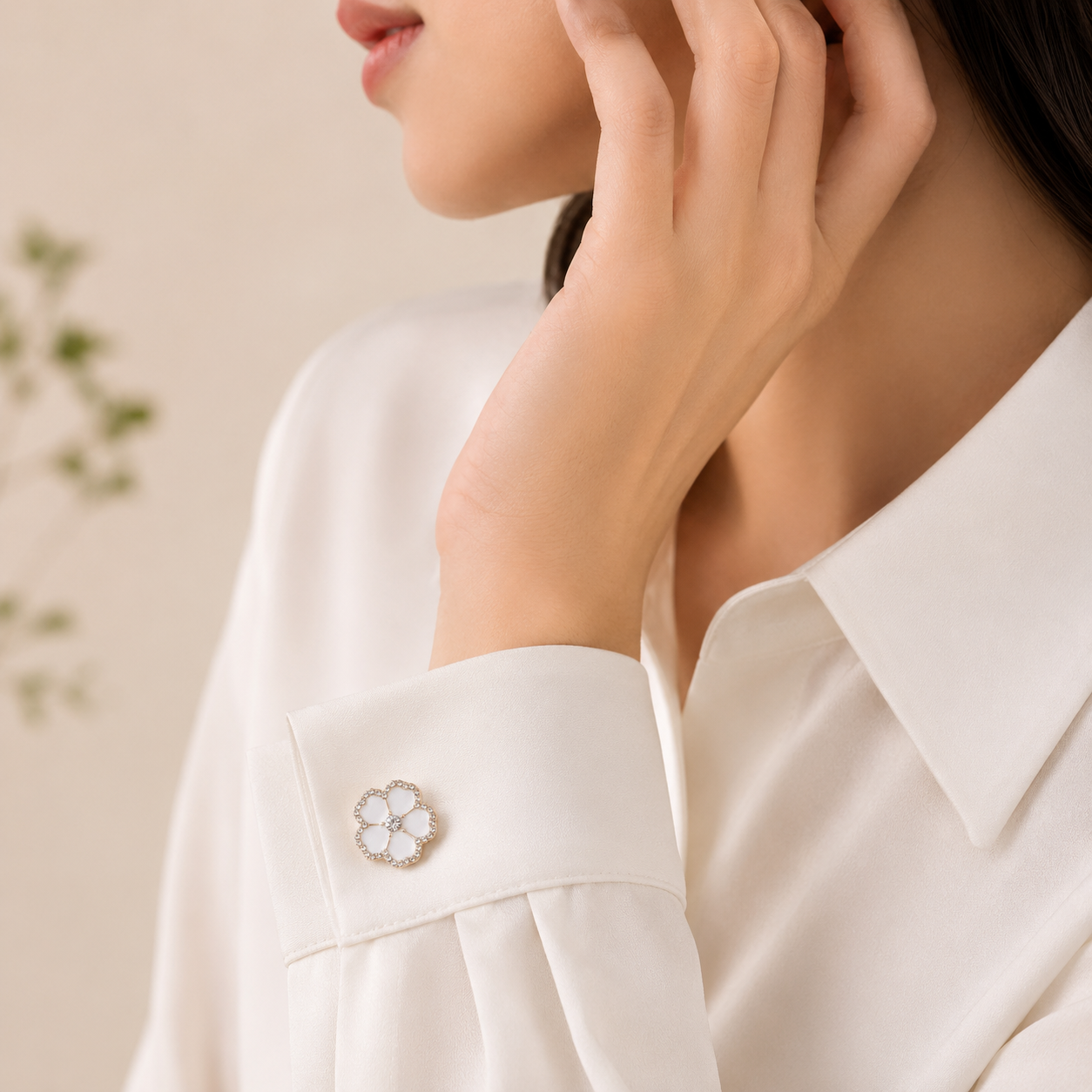 Flower Clover Mother Of Pearl 18K Gold Anti Tarnish Single Shirt Button Cover For Unisex