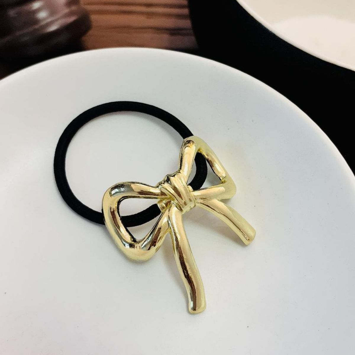 Ribbon Black 18K Gold Stainless Steel Anti Tarnish Hair Band Accessories For Women Main image