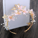 Butterfly Flower 18K Gold Pink Pearl Cubic Zirconia Anti Tarnish Hair Band Hair Accessories For Women