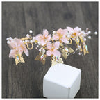 Butterfly Flower 18K Gold Pink Pearl Cubic Zirconia Anti Tarnish Hair Band Hair Accessories For Women