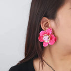 Flower Floral Enamel 18K Gold Multicolour Stud Earring For Women Bulk