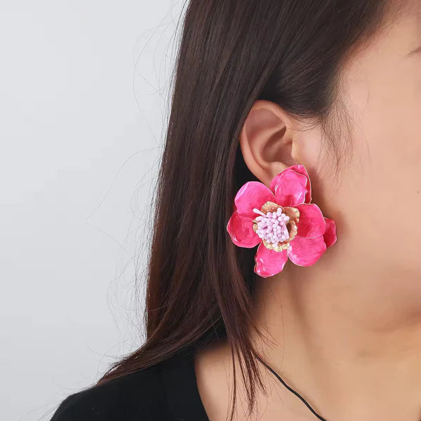 Flower Floral Enamel 18K Gold Multicolour Stud Earring For Women Bulk Secondary image