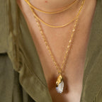 Luxe Mother Of Pearl White 18K Gold Stainless Steel Anti Tarnish Necklace For Women