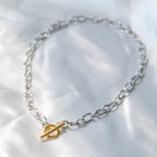 Toggle Silver 18K Gold Stainless Steel Anti Tarnish Necklace Men Bulk