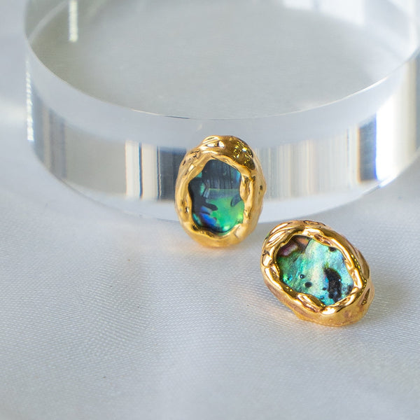 Oval Abalone Multi Gold Stainless Steel Anti Tarnish Stud Earring Bulk Main image