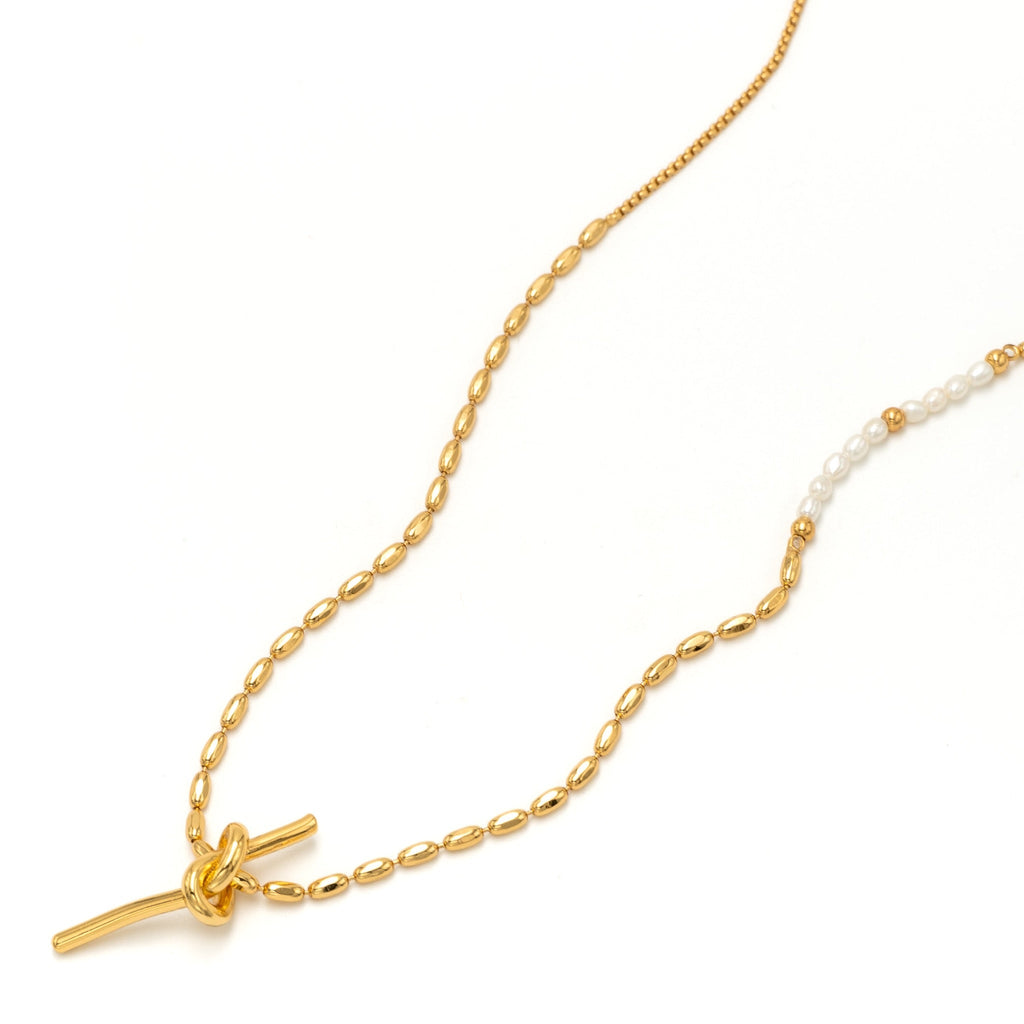 Knot White 18K Gold Brass Anti Tarnish Necklace For Women Bulk